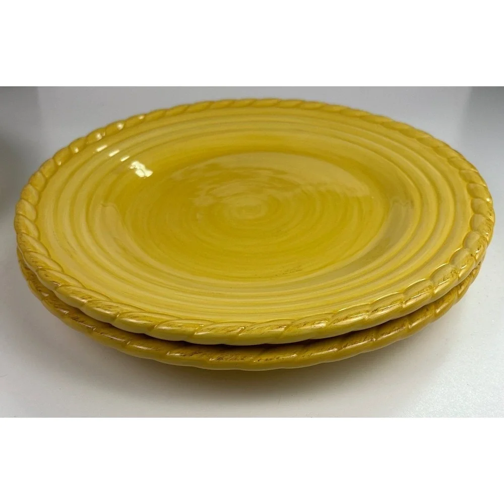 Artimino Tuscan Countryside Yellow Stoneware Charger Plate Twisted Rope Rim 2007